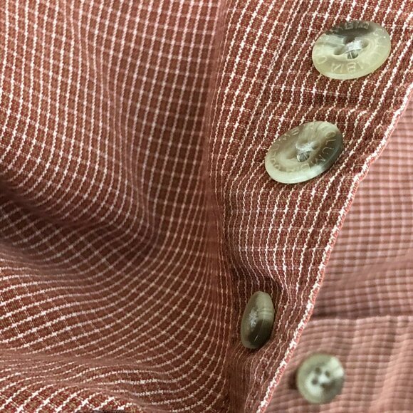 Columbia Button Down Shirt Mens XL Rust Dark Orange Checks Short Sleeves Pocket - Picture 6 of 9